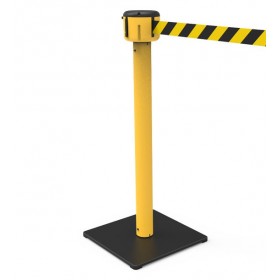 Poteau de guidage jaune, sangle 10m jaune/noir Poteau de guidage jaune, sangle 10m jaune/noir