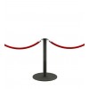 Black retractable belt stanchion two red cords attached each side front view