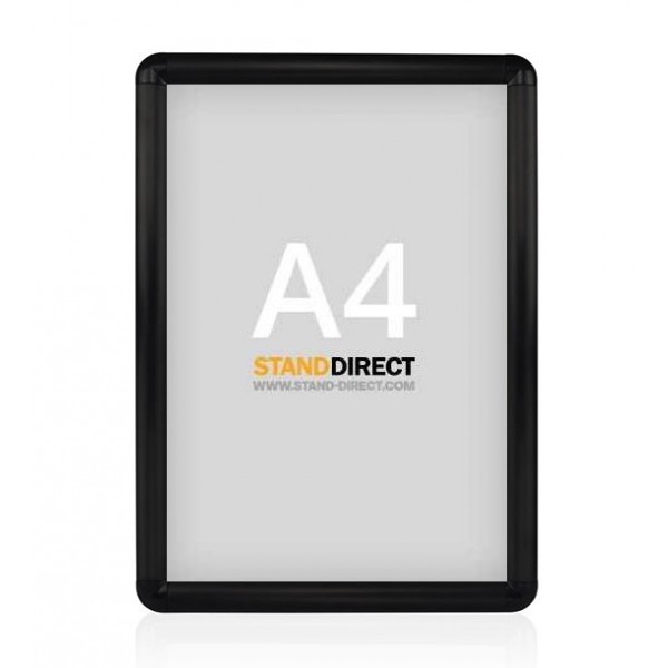 Black snap frame with rounded corners A4