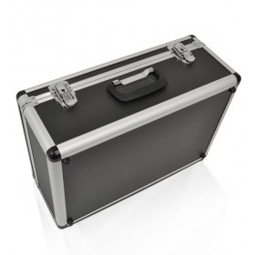 Porte-brochures pliable avec valise de transport métallique. Porte-brochures pliable avec valise de transport métallique.