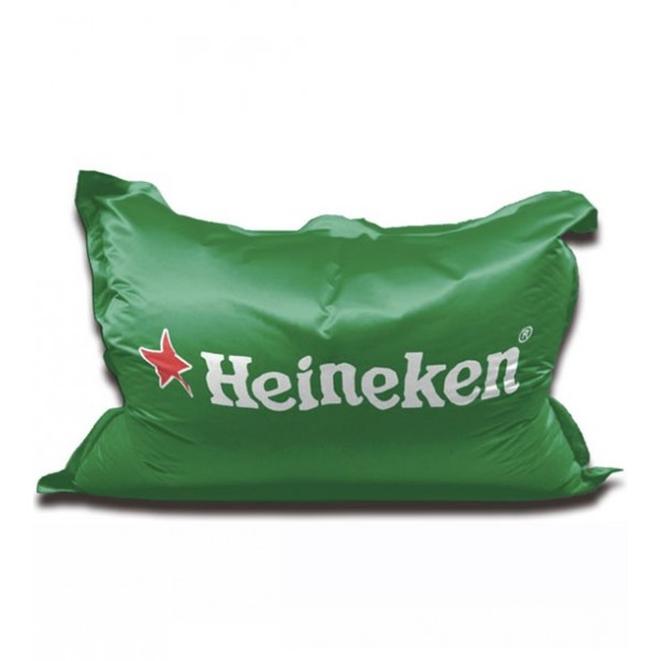 Custom green giant pouf printed Heineken logo and red star
