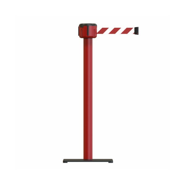 Poteau de guidage rouge, sangle 10m rouge/blanc