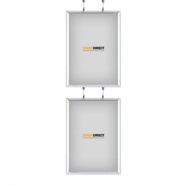 Double-sided suspended aluminium frames stacked with cables and connectors