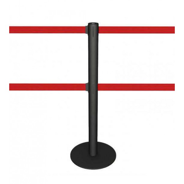 Poteau de guidage noir à double sangle rouge