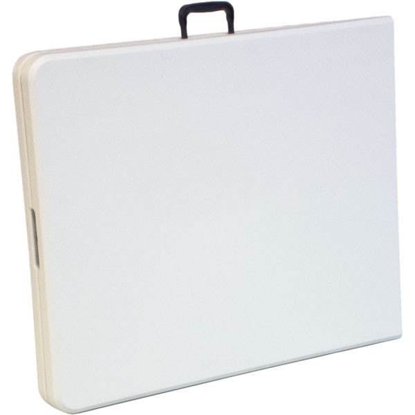 Table with handle folded as briefcase side view for easy transport