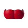 Blossy sofa red front view with curved backrest and two-seater seat