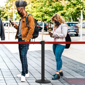 Black plastic retractable belt stanchion
