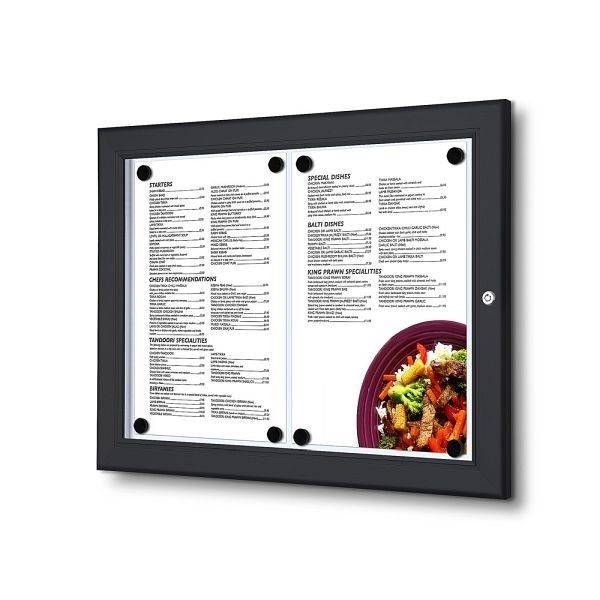 Pupitre porte menu noir lumineux sur pied 2 x A4