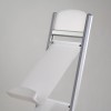 Prospekthalter Swift, Nahaufnahme Aluminiumstruktur und Befestigungsmechanismus