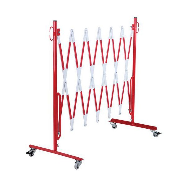 Barrière extensible pliable rouge et blanche de 2m