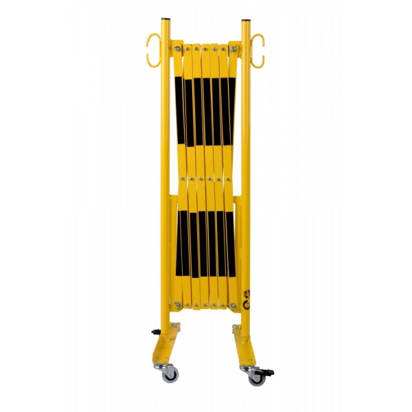 Barrière extensible de couleur jaune et noir 6 roulettes - Panostock