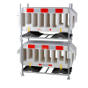Set aus 15 Absperrungen Rot/Weiß + Lagergestell