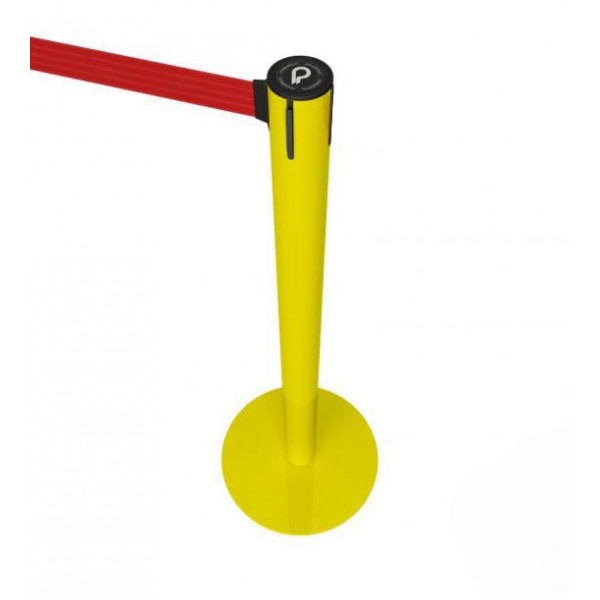 Afzetpaal LIMIT geel, detail kop en rood afzetlint