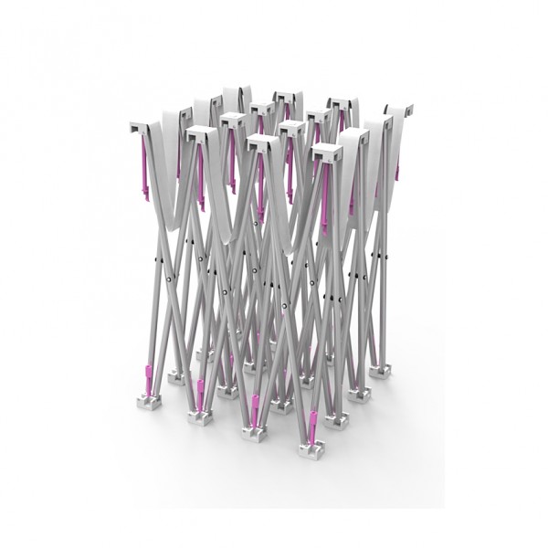 Folded aluminium pop-up stand structure with folding frame, no textile cover