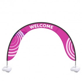 Outdoor advertising arch arc shape pink printed Welcome with water-fillable bases