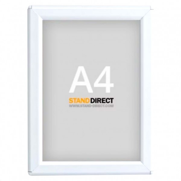 Cadre aluminium blanc format A4 avec surface anti-reflet, idéal pour affiches.