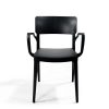 Vista frontal silla con reposabrazos negro para salas de espera