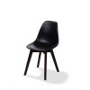 Reception area chair black seat with dark wood base