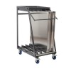 Transport trolley with stainless steel folding work table overview