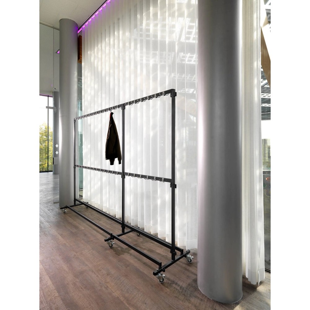 Mobile coat rack with large storage capacity for collective changing room