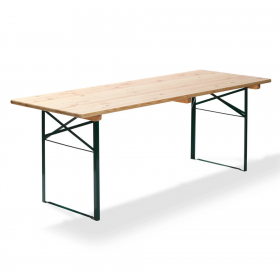 Complete view of wooden brewery table