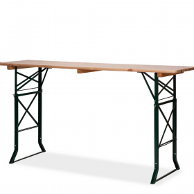 Vista general de la mesa de cervecería en madera con kit de elevación