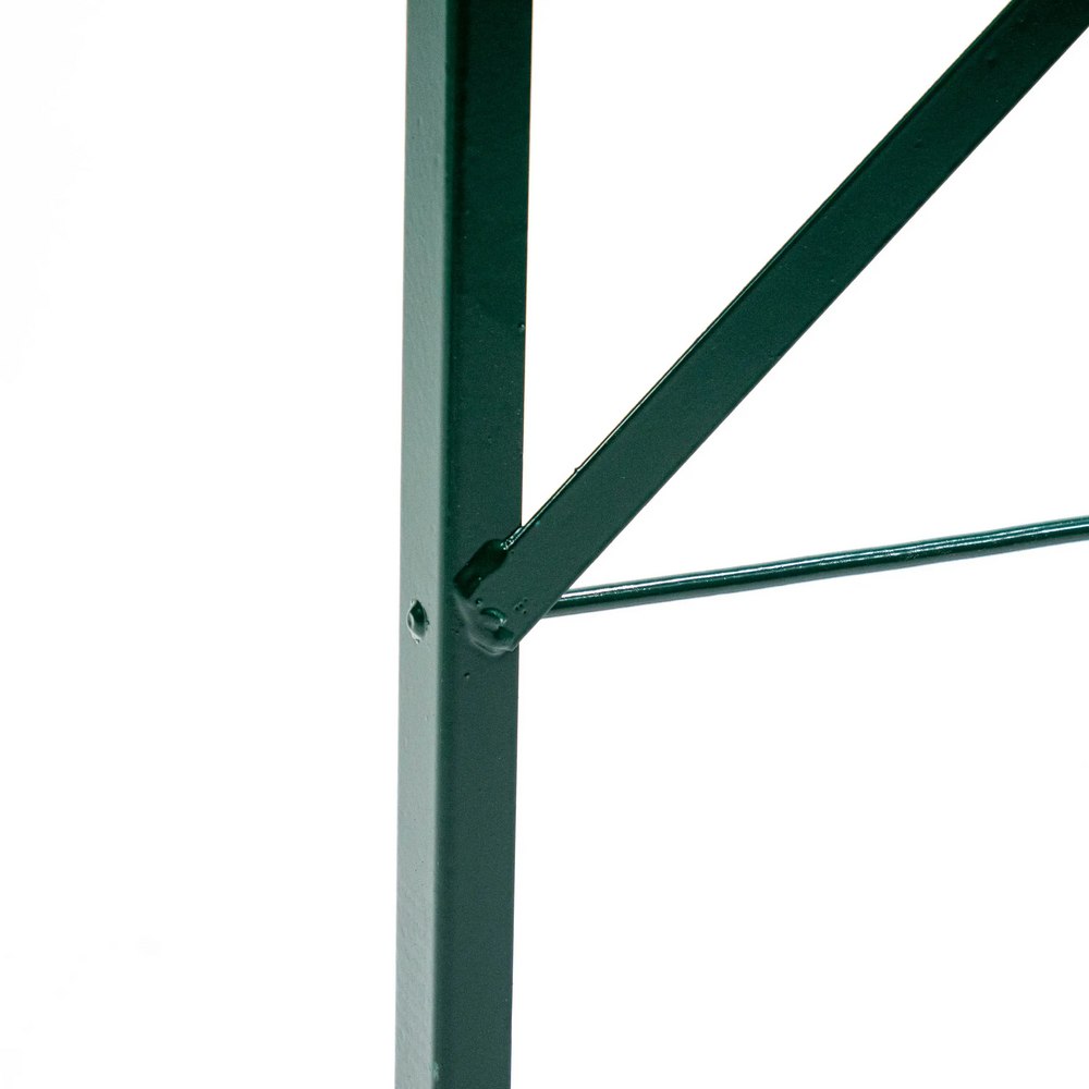 Centred view of extension kit for wooden brewery table