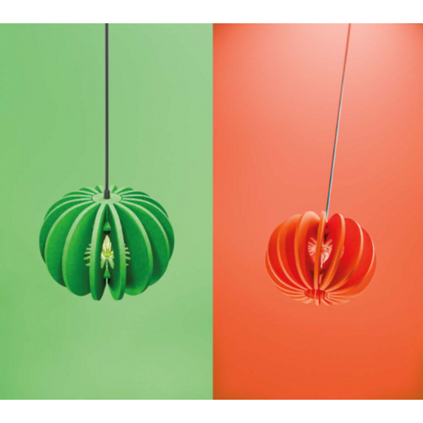 Lampe acoustique vert prairie et orange vif