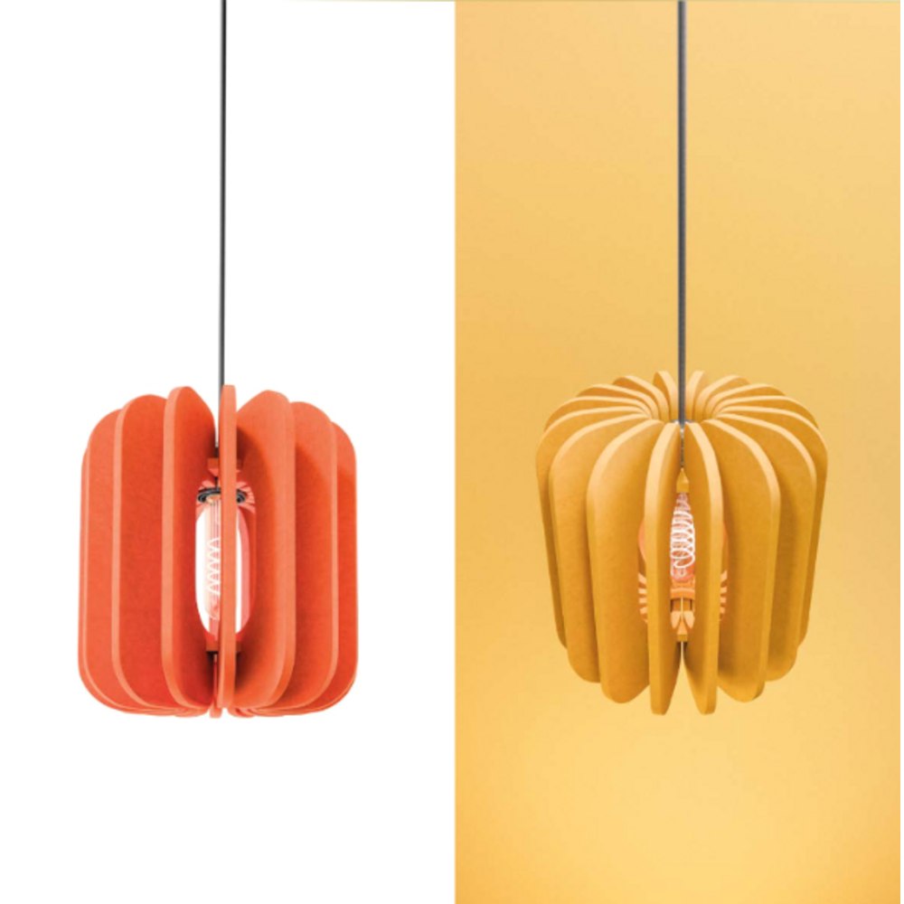 Lâmpada acústica Iluro laranja vivo e amarelo vivo