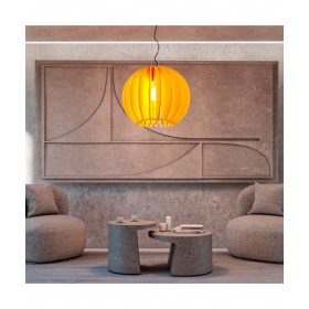 Lampe acoustique Gaïa orange dans un salon