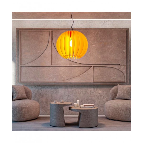 Lampe acoustique Gaïa orange dans un salon
