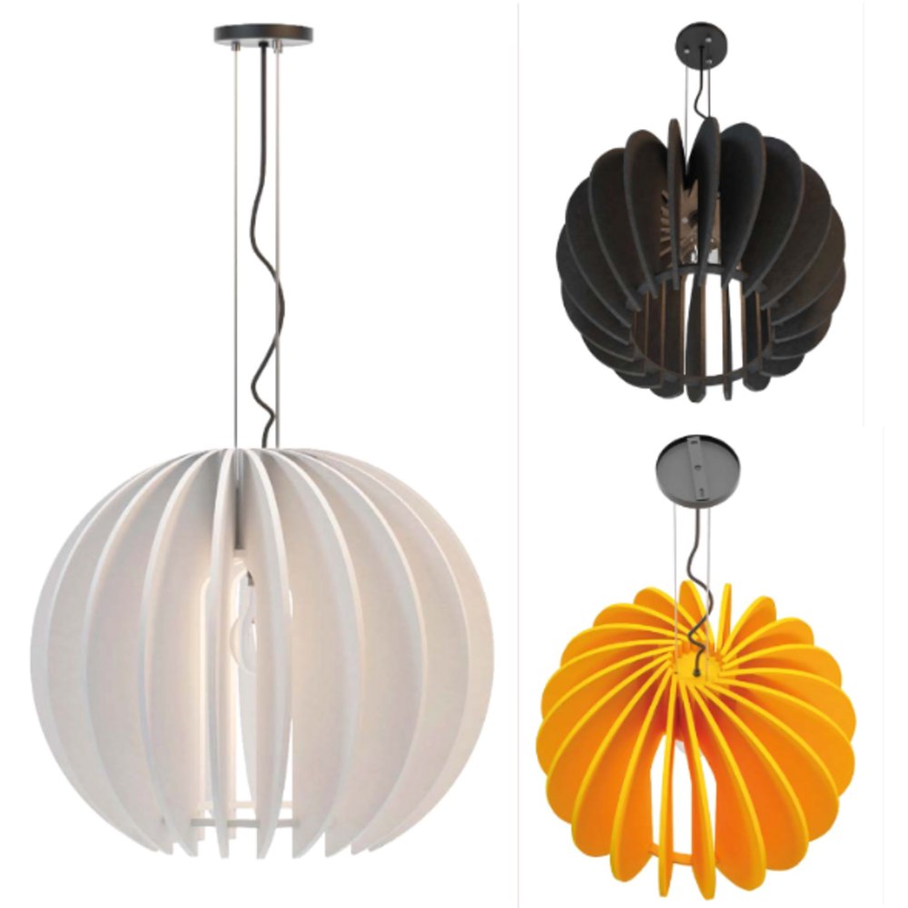 3 lampy akustyczne Gaïa białe - czarne - pomarańczowe