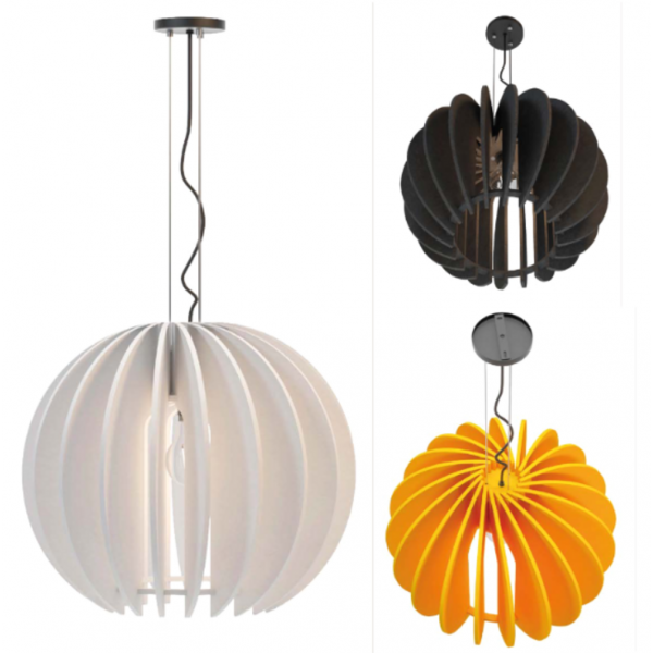 3 lampes acoustiques Gaïa blanche - noir - orange