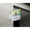 Placa de señalización doble cara mural, visual Fitness fijado en aplicación sobre pared