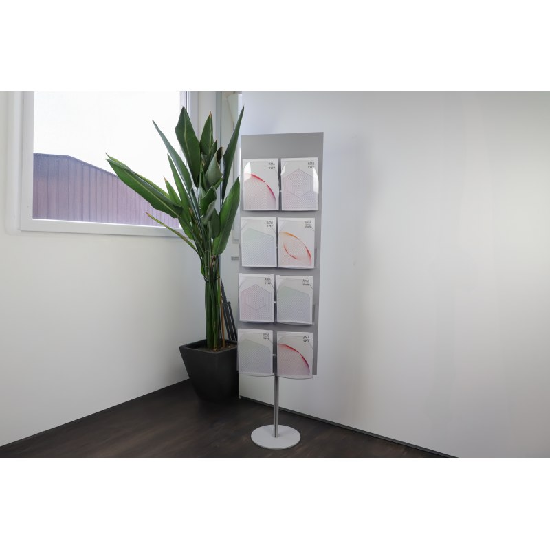 Dacapo Floor brochure holder in modern office corner with brochure trays