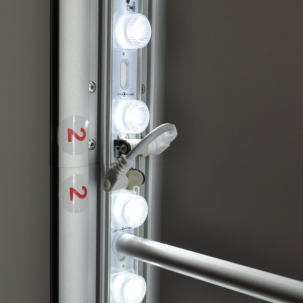 LED bars and numbered connectors of the double-sided totem