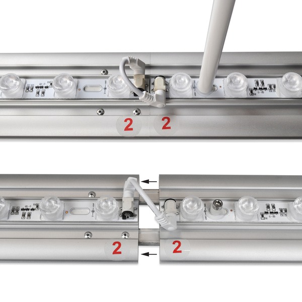 Verbinding van de LED-strips tussen twee profielen