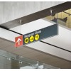 Double-sided hanging directional Signcode® signage in a public hall