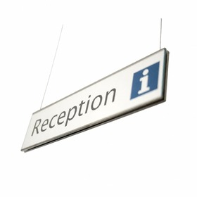 Panneau de signalétique suspendu double face à visuel interchangeable Signcode®