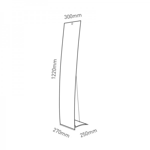 Afmetingen van de vloerstandaard Velo Easy: 1220 mm hoog, 300 mm breed
