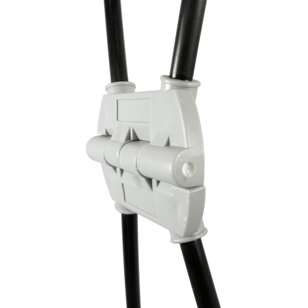 Hinge connecting the poles of the outdoor banner