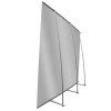 Rear view of the banner wall with self-supporting aluminium frame
