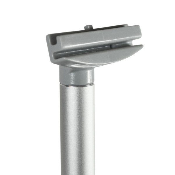 Grey plastic pole head of the wall that holds the top profile