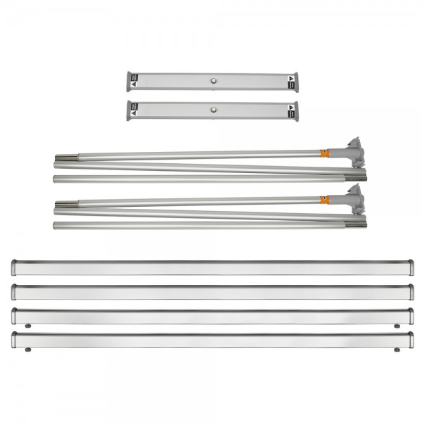 Display parts: weighted bases, folding poles and clip profiles