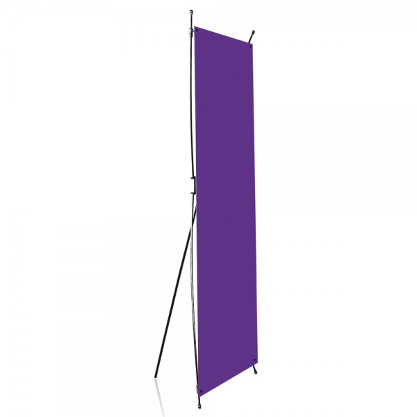 X-banner with its X-shaped frame and interchangeable graphic