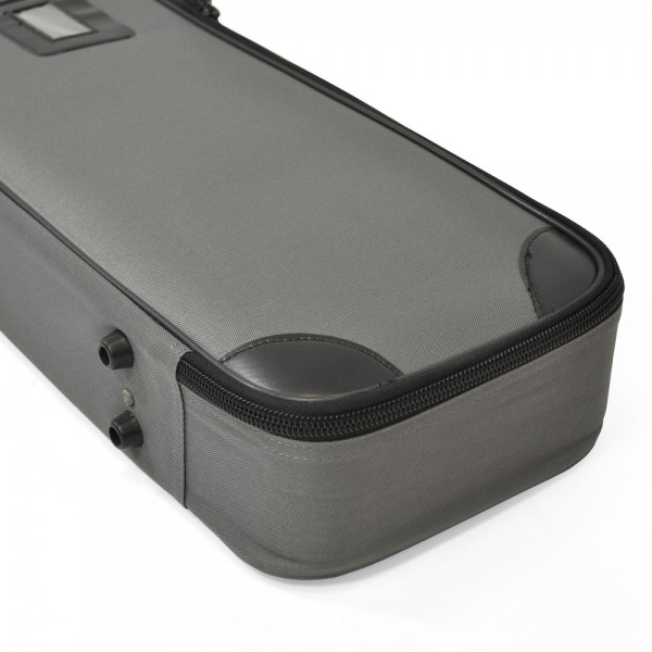 Dismantled 3-sided totem stored in its compact carry case