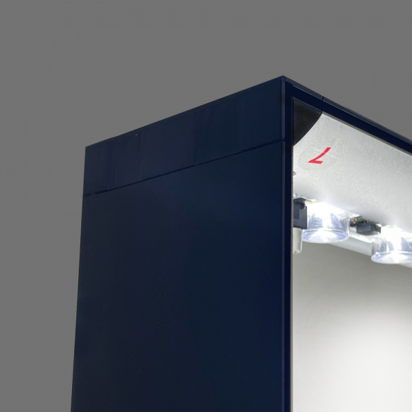 120 mm profile depth and LEDs visible inside the assembled light wall