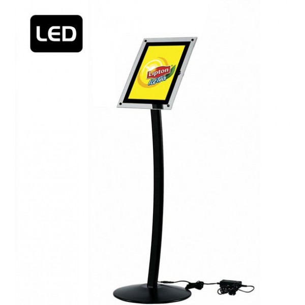 Gebogen menubord acryl LED, zwart