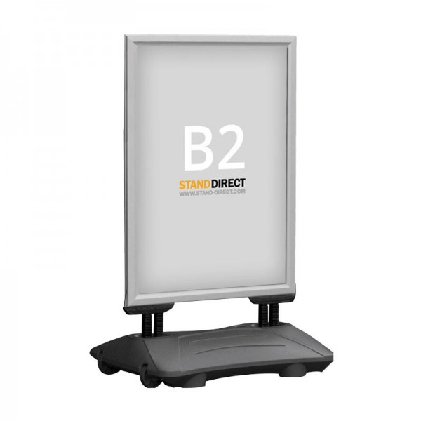 WindPro pavement sign B2 format aluminium frame on weighted black base
