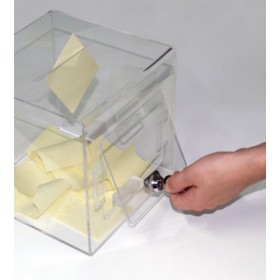 Professionele stembus, afsluitbaar, transparant plexiglas. Professionele stembus, afsluitbaar, transparant plexiglas.